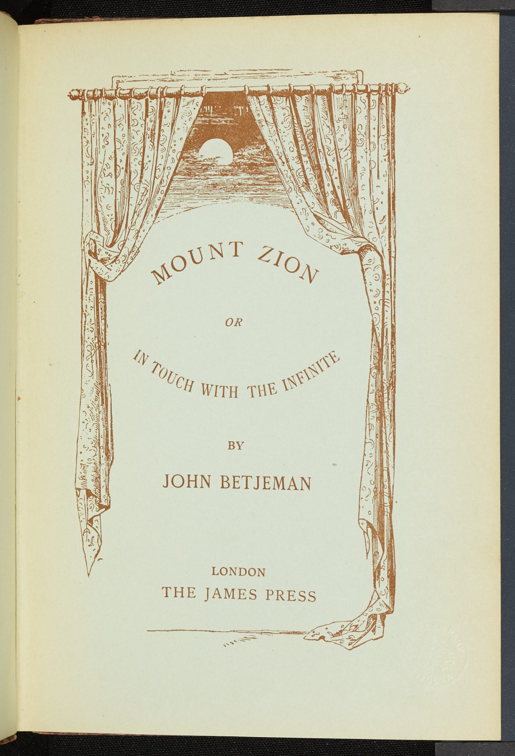 The title page of the first edition of 'Mount Zion'.